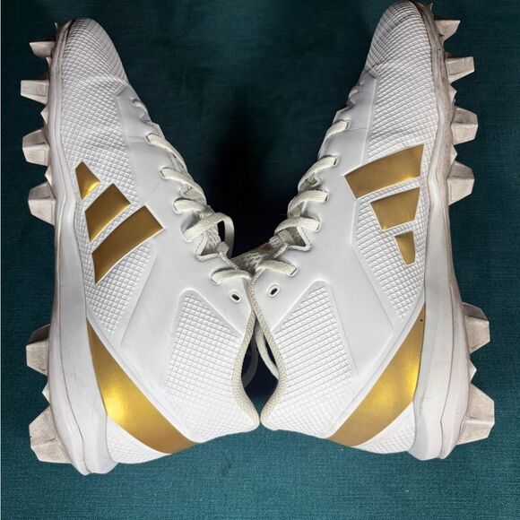 Size 10.5 - Men’s Adidas Adizero Impact2 white/gold cleats - Picture 6 of 9